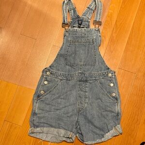 Gap Blue denim short overalls